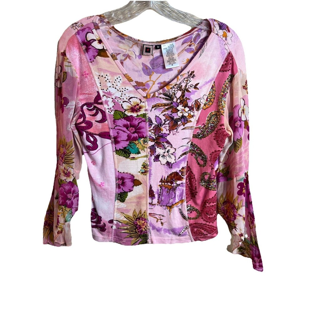 Forbidden Brand Ladies Peasant Y2K Girl‎ Shirt Size M Fairy Whimsical Sleeve